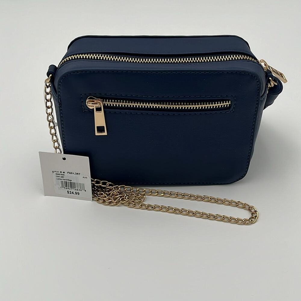 Olive Miller Heart Eye Smily Face Emoji Crossbody Bag Blue Yellow Gold - Picture 4 of 6